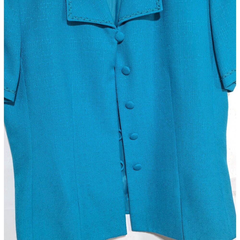 Vintage Kasper for ASL Short Sleeve 5 Button Blazer Shirt Sz 14 Petite dark teal - Picture 3 of 8